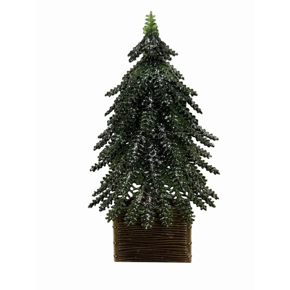 Bath & Body Works Wallflower Plug In Pine Tree Glitter Frosted Wood Box